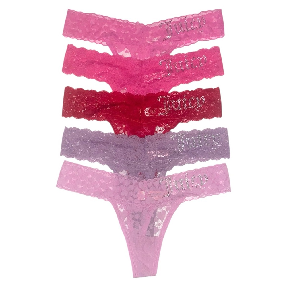 juicy couture lace rhinestone bling thongs 5pk